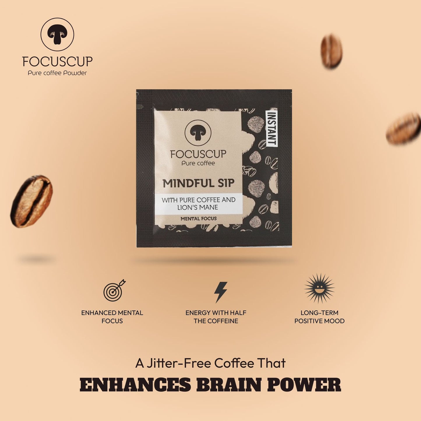 Pure coffee with lion's mane mushroom